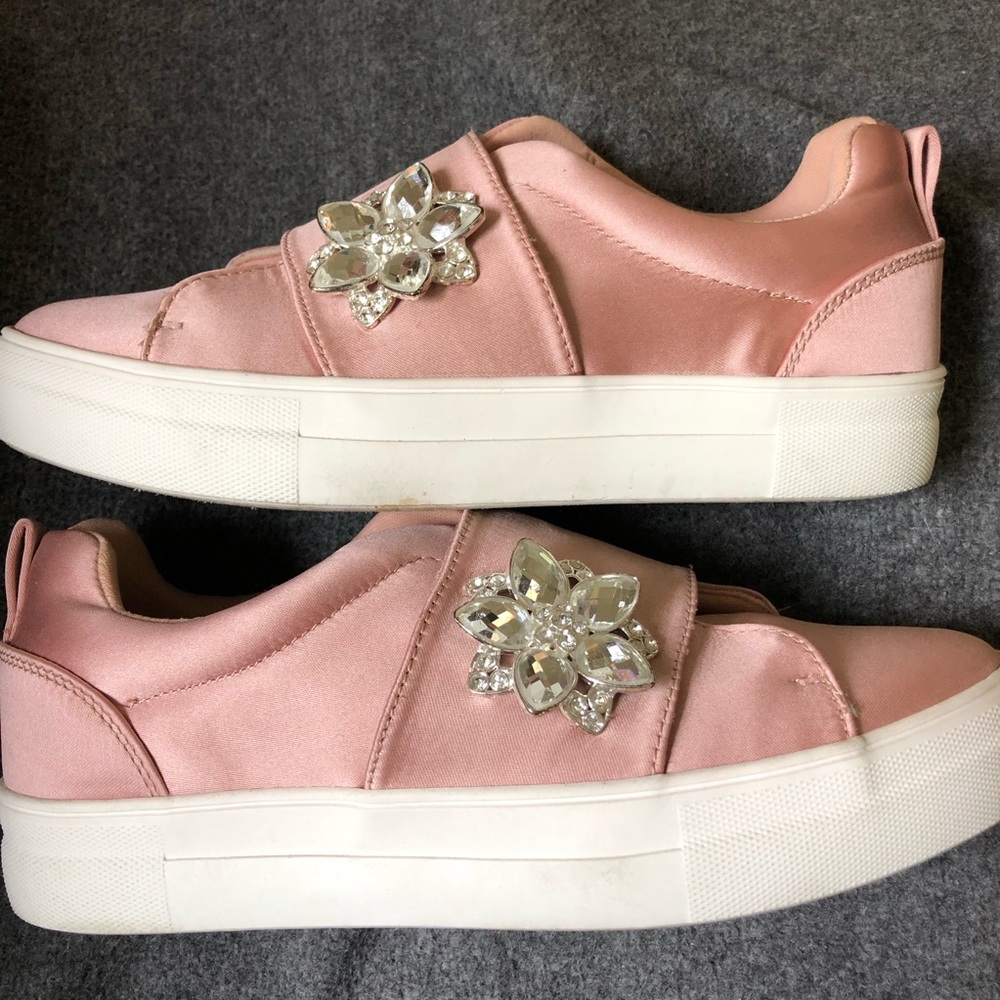 Madden Girl Pink Satin Sneakers w Jewel Detail 9